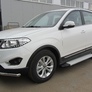 Пороги алюминиевые Slitkoff Optima Silver серебристые Chery Tiggo 5 (2014-2020)